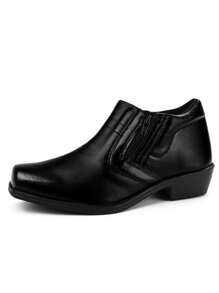 Bota Masculina Social Botinha Cano Curto Salto Baixo Confortável Zíper - Preto - Visão 5