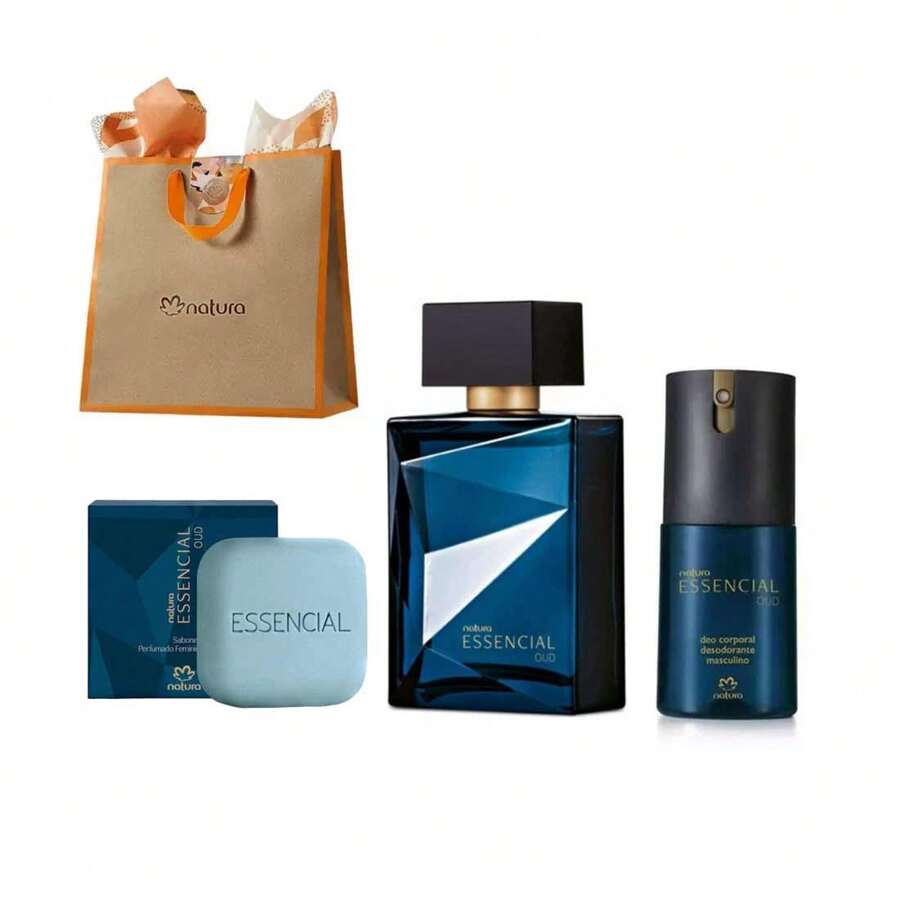 Natura Essencial OUD Masculino Perfume Deo Parfum 100ml + Deo Corporal 100ml + Sabonete em Barra 110g