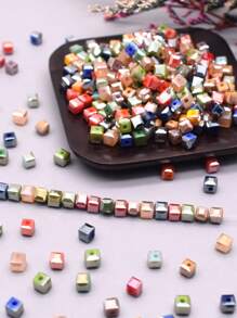 4mm 100pcs/Lot Pink Purple Cube Czech Crystal Glass Beads Cube Square Glass Loose Space Beads For Jewelry Making DIY Handmade