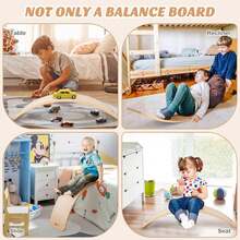 Set Of 2 Wooden Balance Boards, Balancing Board With Portable Hole, Wobble Board For Practicing Balance, For Children & Adults, Load Capacity Up To 150 Kg, Natural - Beige - View 4