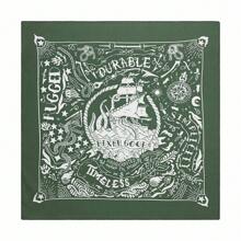 1 件格子图案流苏保暖男士围巾，适合学生、情侣、商务和户外秋冬季男士配饰男士围巾 - 航海印花方巾 - 查看 12