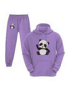 Conjunto Infantil Moletom Panda Fofo Blusa + Calça Casual