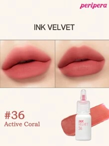 K-Beauty Peripera Ink The Velvet Liquid Lipstick, High Pigment Color, Longwear, Weightless, Gluten-Free, Paraben-Free Velvet Matte Lipstick, Liquid Lipstick, Smooth, Long Lasting, K-Beauty, Korean Makeup - #36 Active Coral - 查看 6