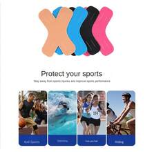 10 Miếng dán cơ bất đối xứng hình chữ X cắt sẵn hỗ trợ tập thể dục cho đùi, vai, đầu gối, băng dán cơ bắp Kinesiology cao cấp - Hỗ trợ cơ bắp đàn hồi và chống thấm nước - Màu be - Xem 8