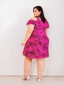 Plus Size Dresses - Pink Print - View 2