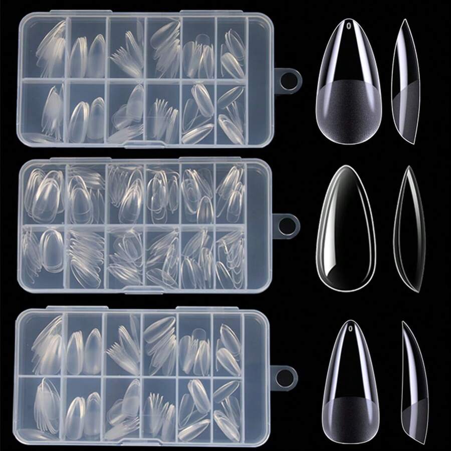 240pcs Extra Long Trapezoidal Nail Forms, Transparent Nail Extension Tips, Manicure Tools - Clear - View 1