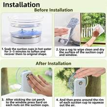 Cordless Cat Window Perch, Cat Hammock For Window With 4 Suction Cups, Solid Metal Frame And Reversible Cover, Foldable Cat Beds For Indoor Cats - Grey - View 4