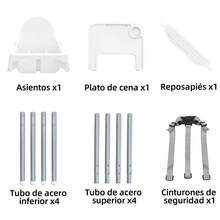 Silla Alta Periquera Para Bebé Asiento Entrenador Infantil Portátil - Blanco - Ver 6