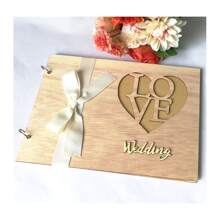1pc Wooden Wedding Guest Book Memorandum, Photo Album, Creative Notebook For Mr. & Mrs. Guest Signing Book, Suitable For Wedding Decorations - Shape - View 7