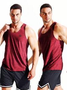 NELEUS Men's 3 Pack Running Tank Top Dry Fit Y-Back Athletic Workout Tank Tops - grey black,slate gray,red#3 - View 10