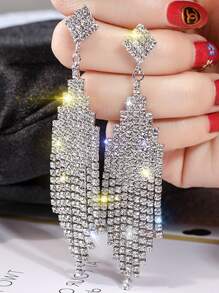 1 对韩式闪亮水钻流苏耳环，优雅适合宴会、婚礼，适合作为母亲节或教师节礼物 - 流蘇 - 查看 4