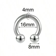 SENLANSP 1 Đồng Hồ Thép Không Gỉ Lớn Đồng Hồ Đo Móng Ngựa Mũi Vòng BCR Khuyên Tai Do Khoang Cach Bang 8G-2G Nam Body Trang Sức - Bạc - Xem 22