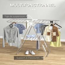 HOMCOM HOMCOM Séchoir à linge sur pieds pliable étendoir 2 niveaux ajustables dim. 148L x 60,5l x 98H cm