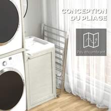 HOMCOM HOMCOM Séchoir à linge sur pieds pliable étendoir 2 niveaux ajustables dim. 148L x 60,5l x 98H cm