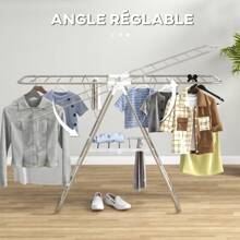 HOMCOM HOMCOM Séchoir à linge sur pieds pliable étendoir 2 niveaux ajustables dim. 148L x 60,5l x 98H cm
