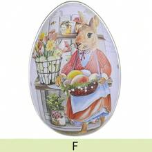 1 pieza Huevo de Pascua de metal con diseño de conejo de color en la caja de regalo, Perfecto para decoración de fiestas y regalos para invitados - Multicolor - Ver 22