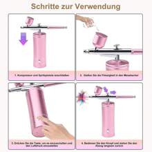 便携式喷枪带压缩机单动喷枪适用于美甲工艺蛋糕涂料 - 高低2檔粉圓幫浦+噴筆+2壺+刷 - 查看 4