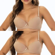 Kit 2 Sutiã com Bojo Básico Liso Alça Fina Soutien