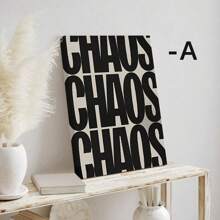 1pc,Retro Style Black And Beige Quote, Chill Home, Chaos, Textured Poster, Typography Canvas Painting, No Frame,Wall Art Gifts Birthday Graduation