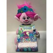 Dreamworks Trolls Princess Poppy Doll Plush Toy With Bonus Poppys Party Book - Pink - View 1