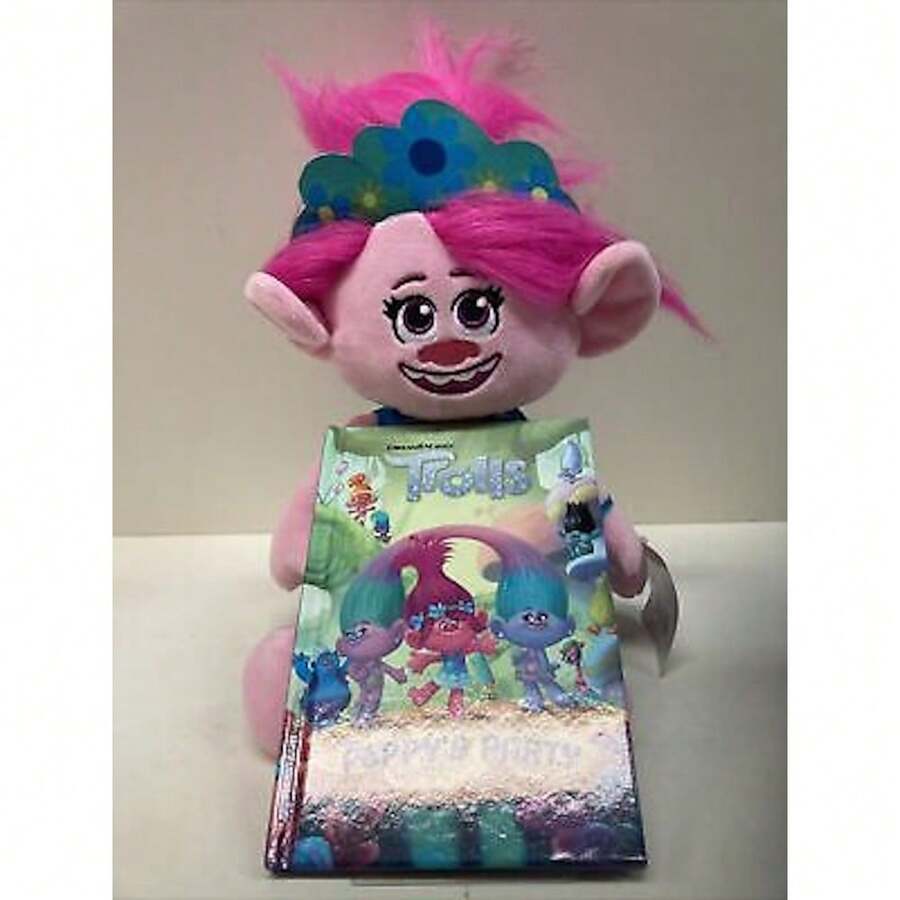 Dreamworks Trolls Princess Poppy Doll Plush Toy With Bonus Poppys Party Book - Pink - View 1
