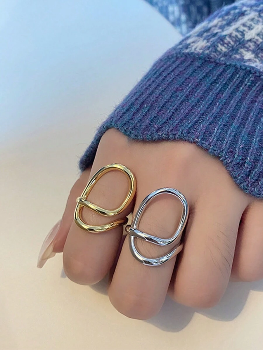 A Geometric Shape Line Ring Is Suitable For Women To Wear In Daily Life. - Silver - View 1
