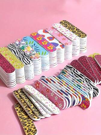 10pcs Mini Colorful Nail Files, Double-Sided EVA Manicure Flower Files, Buffers And Nail Art Tools,Bag,Organizer,Storage