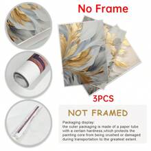 3pcs/Set Luxury Canvas Print Posters, Golden And White Leaves Canvas Wall Art Paintings, Artwork Wall Painting For Living Room Bedroom Bathroom Office Hallway Wall Decors, No Frames Gifts Birthday Graduation