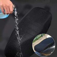 Xe Máy 3D Vải Lưới Chống Trượt Xe Tay Ga Ghế Xe Đạp Điện Ghế Mùa Hè Thoáng Khí Có Đệm Lưới Bao mới - màu đen - Xem 2