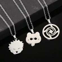 1pc  Gojo Silver Cartoon Creative Stainless Steel Chain Cute Infinite Void Necklace Pendant Halloween