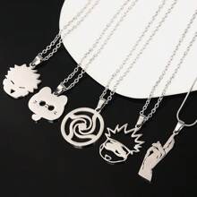 1pc  Gojo Silver Cartoon Creative Stainless Steel Chain Cute Infinite Void Necklace Pendant Halloween