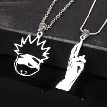 1pc  Gojo Silver Cartoon Creative Stainless Steel Chain Cute Infinite Void Necklace Pendant Halloween