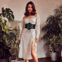 1pc Wide Waist Belt For Women, Black Corset Made Of PU Material, Elastic And Adjustable, Can Be Used As Chest Binder Or Waistband, Plus Size Halloween Waist Trainer Accessories For Ladies For Dress Western Cowboy Cowgirl Country Wear Vintage Black Belt Women Corset Belt For Dress, Waist Trainer Waist-Shaping For Waist Slimming And Tummy Control - Multicolor - View 7