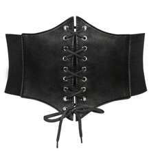 1pc Wide Waist Belt For Women, Black Corset Made Of PU Material, Elastic And Adjustable, Can Be Used As Chest Binder Or Waistband, Plus Size Halloween Waist Trainer Accessories For Ladies For Dress Western Cowboy Cowgirl Country Wear Vintage Black Belt Women Corset Belt For Dress, Waist Trainer Waist-Shaping For Waist Slimming And Tummy Control - Multicolor - View 6