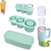 1入組家用圓柱型帶蓋矽膠製冰格 - 綠色 - 查看 3