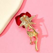 1 broche de flores de rosa, pequeño alfiler de ropa accesorio de traje - Rojo - Ver 6