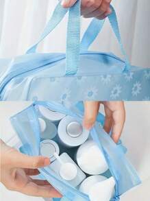 1入花紋旅行化妝品袋化妝包，PVC化妝包，便攜式防水可愛化妝包浴室收納，化妝工具，化妝包，護膚包，化妝品盒旅行必備郵輪必備臥室必備婚禮伴娘禮物，浴室組織者，首飾組織者，唇彩組織者，指甲油組織者 - 彩色 - 查看 8