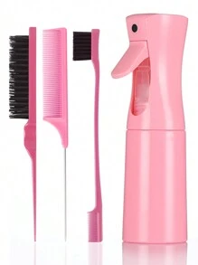 Juego de 4 piezas: regadera, peine para dar volumen, peine de cola de rata, cepillo para el borde y la parte posterior del cabello (negro)/(rosa)/(morado) - Cuidado corporal para viajes, al aire libre, deportes, oficina, escuela, sujetadores de pelo, accesorios para el cabello - Regalo de San Valentín para novio, novia, mujeres, cumpleaños