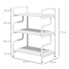 HOMCOM HOMCOM Étagère de rangement à 3 niveaux, étagère en métal, rangement de cuisine, design industriel, structure en acier, support d'imprimante, porte-plantes, blanc