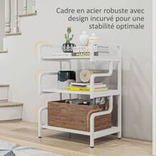 HOMCOM HOMCOM Étagère de rangement à 3 niveaux, étagère en métal, rangement de cuisine, design industriel, structure en acier, support d'imprimante, porte-plantes, blanc