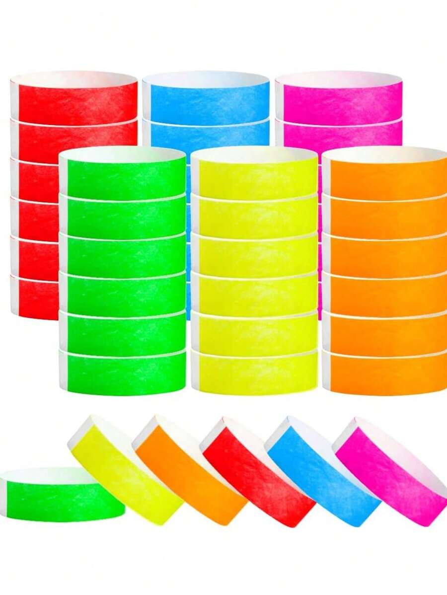 Wristbands 6 Color Variety Pack - 600 Count - Comfortable Tear Resistant Paper Bracelets ID Wrist Bands For Concerts Festivals Admission Party Identification - Multicolor - View 1