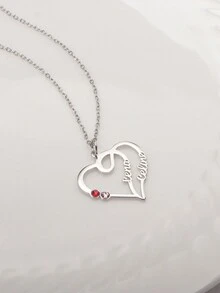 Personalized Double Gemstone Inlaid Double Name Necklace Customized Mother's Day Gift, Valentine's Day Gift, Birthday, Anniversary Gift, Graduation, Christmas, Gift For Friends And Classmates