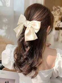 1 pièce de 20 cm de long, Clip à cheveux satin large avec nœud, adapté à un port quotidien, cadeau de couple pour la Saint-Valentin, accessoire de cheveux pour la Saint-Valentin, barrettes à cheveux, pinces à cheveux