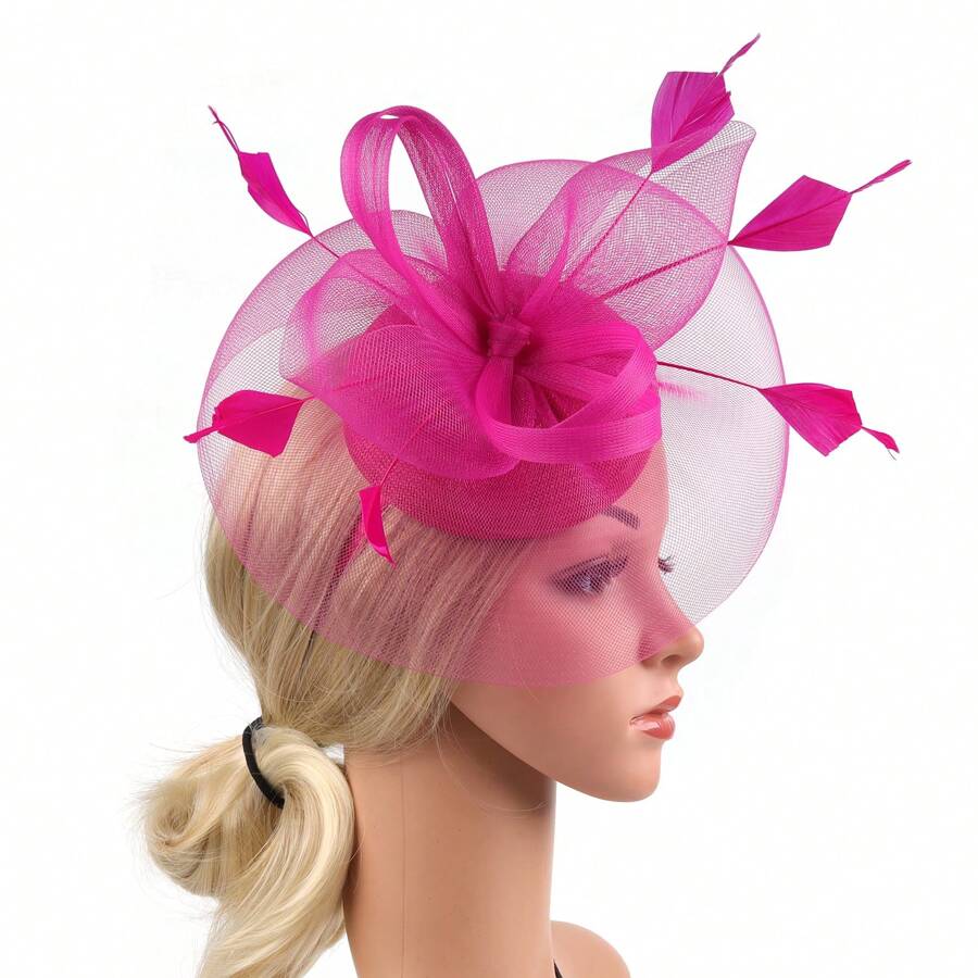 Nữ Fascinator Derby Nón Lưới, Nữ Cưới Cocktail Tiệc Trà Mũ Da Bò Mũ Da Bò - Nhiều màu - Xem 1