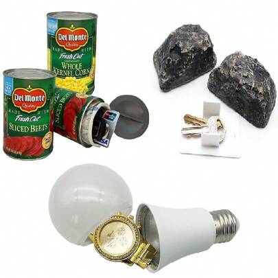 Disfrazando una alcancía, almacenando artículos, ocultando dinero y ocultando latas de metal falsas. Caja fuerte de piedra realista para geocaching al aire libre, jardín, patio. Contenedores ocultos seguros, caja de almacenamiento de llaves de roca falsa.