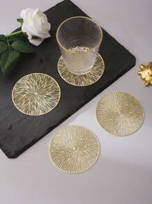 1/4/8pcs Set, PVC Material, 15-Inch Placemats And 3.9-Inch Coasters, Suitable For Kitchen, Dining Table, Indoor/Outdoor Use, Washable, Heat-Resistant, Easy To Wipe, Applicable For Camping, Holidays, Weddings, Parties - Gold - View 8