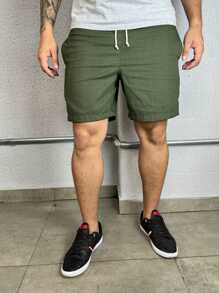 Men Denim Shorts - 墨綠色 - 查看 2