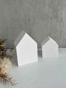 1 PC 3D Lớn/Ngôi Nhà Nhỏ Nến Silicon Bộ Khuôn, Thủ Công DIY Trừu Tượng Biệt Thự Điêu Khắc Nhựa Thạch Cao Làm Dụng Cụ, Trang Trí Nhà Cửa - trắng - Xem 8