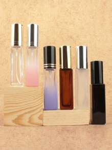 3pcs/6pcs/12pcs/18pcs 10ml Square Glass Refillable Makeup Toner Perfume Small Sample Transparent Fine Mist Spray Bottle, Black/Amber, With Funnel Atomizer, Rose Gold/Purple/Pink