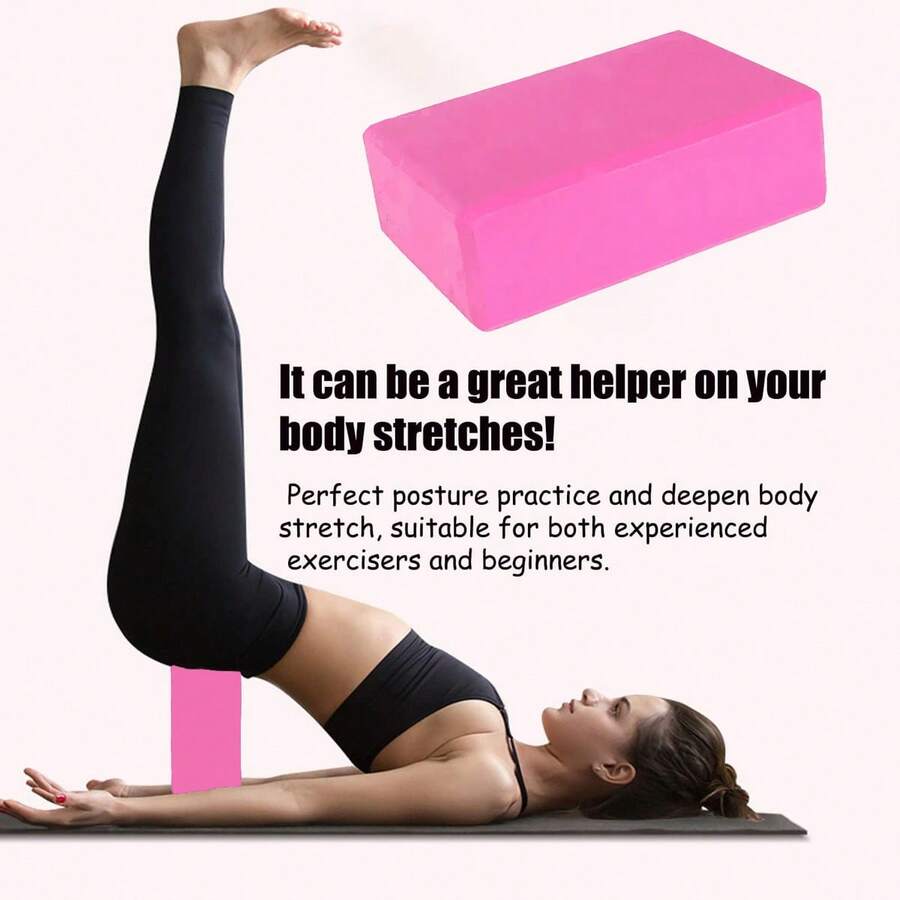 1入紫色瑜珈磚EVA泡沫運動磚，防滑健身磚柔軟高密度舞蹈磚，適用於女孩女性塑形冥想伸展瑜伽普拉提配件 - 玫紅色 - 查看 1